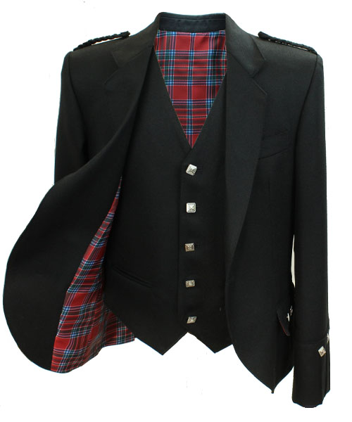 Jacket, Argyll, 5 Button Waistcoat, Lined in ANY Tartan